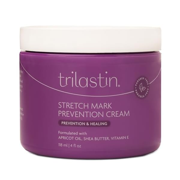 TriLASTIN Maternity Stretch Mark Prevention Cream - Paraben-Free, Hypoallergic, and Safe for Pregnancy - 4 oz