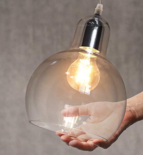 Mini Globe Clear Glass Pendant Light Modern Transparent Lamp Shade Chrome Ceiling Rose M0185G - Image 4