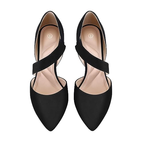 Image of mysoft Women's Pointed Toe Pumps Stiletto Heel Dress Shoes Wide Width | 3 Inch Stiletto Heel, Closed Toe, Wide Width, Elastic Strap, Comfortable, Daily, Wedding Party, Formal, Office Work Dressy