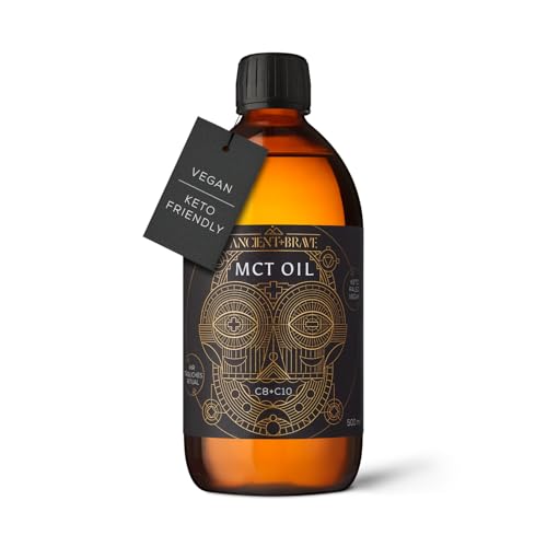 Ancient + Brave True MCT Öl 500ml - C8 + C10 Mischung, 100% Aus Kokosnüssen Gewonnen - Ketogen Intervall Fasten Nootropische Unterstützung | Rein Vegan Paleo und Keto-Freundlich - Bio Kokosöl
