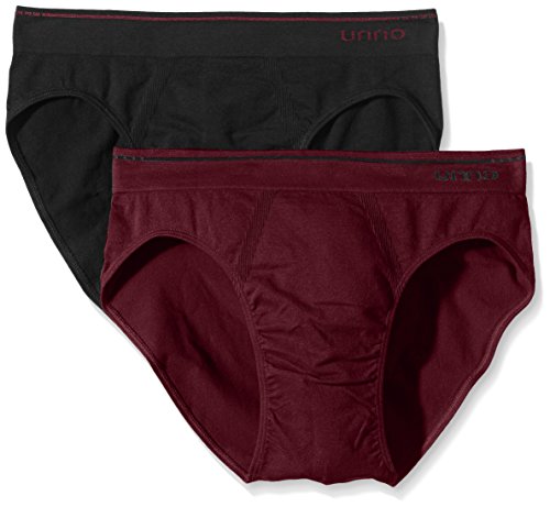 UNNO Auuh202, Slip Para Hombre, Pack de 2, Negro/Burdeos, M