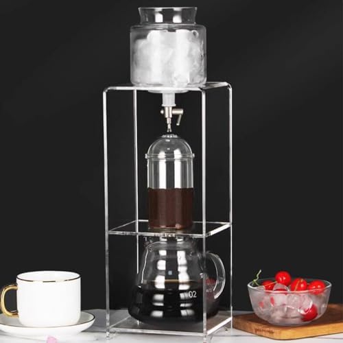 Tower Ice Coffee Maker Capacity Tea Tower,Cold Brew Drip Tower, Cold Brew Drip Coffee Maker, Ice Coffee Machine with Slow Drip Technology, with Stainless Steel Filter and Acrylic Stand, Adju
