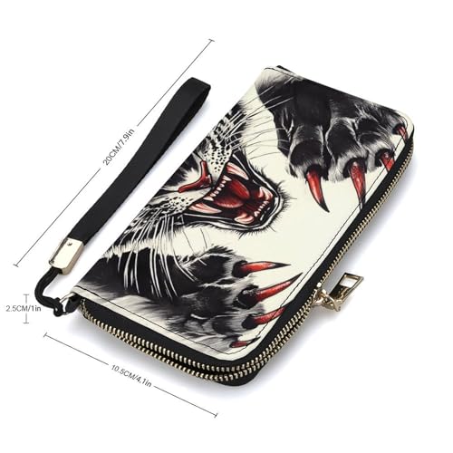 Tiger Claws Clutch Wallet Wristlet Long Handbag PU Leather with Card Slots Cash Coin Pocket for Women Men2