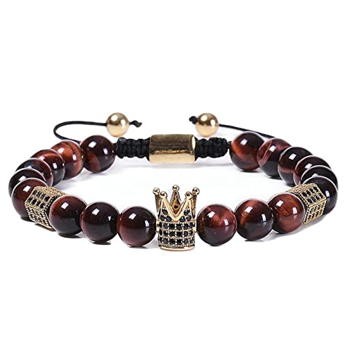 Bracelet en pierre d'oeil de tigre de 8 mm, le cadeau idéal avec couronne
