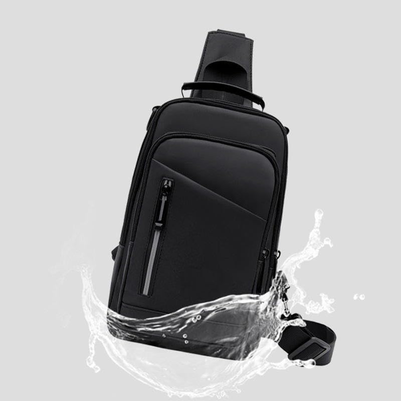 Image of Handcuffs Waterproof Polyester Slim Unisex Crossbody Sling Bag Chest Backpack Men's Shoulder Bag Leisure Travel Handbag Hard Shell Anti-Theft Chest Bag (Grey)