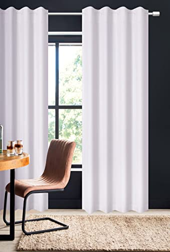 White Cotton Curtains Set Of 2, White Cotton Curtains 50X63 Inch -Slub Textured,Cotton Curtains,Tab Top Curtains,White Cotton Curtains,White Panel Curtains,Cotton Duck Curtains,Tab Top Curtains #TOP2