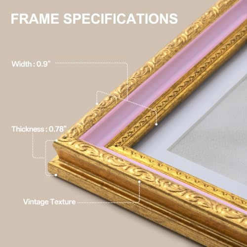 Image of eletecpro 5x7 Vintage Picture Frame, Glass Cover, Pink Gold, 2-Pack | Display Photo 4x6 with Mat or 5x7 without, Horizontal or Vertical, Tabletop or Wall Decor