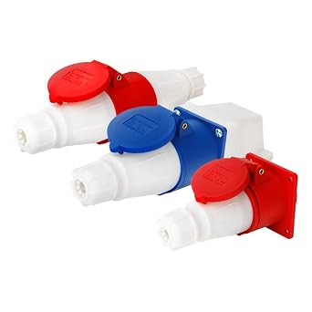 1Set Waterproof Industrial Connector Plug Socket - 5Pin 32A 380V-415V 50/60Hz 3P+E+N IP44, CEE/IEC & IEC60309 Compliant Power Connecting Socket for Industrial Use (5-Pin 32A Connector Set)