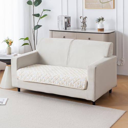 Image of House of Quirk 'Mughal Series' Printed Quilted Sofa Cover for 1 /2 /3 /4 Seater - Anti-Slip, Washable Couch Protector Slipcover (Two Seater, Sunny Bloom, 80x120 cm)