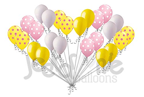 24 Pc Pink Lemonade Inspired Yellow Polka Dot Latex Party Balloons Birthday Girl #TOP5