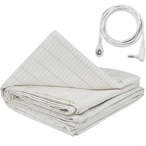 Sábana de cama con conexión a tierra, 27 x 52 pulgadas, sábana de conexión a tierra compuesta 95% algodón y 5% fibra plateada, para camas, sofás o suelo