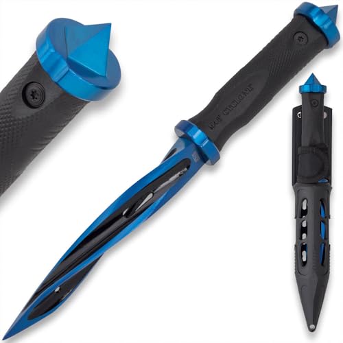 M48 Limited Edition Cyclone Boot Knife with Vortec Sheath | Tri-Edged 5 3/4” Cast Stainless Steel Blade | Reinforced Nylon Handle | Blue and Black Color Scheme | Wickedly Twisted Modern Boot Knife | 10 1/2" Overall - M48
