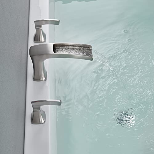 Artiqua Waterfall Tub Faucet Roman Tub Filler Brushed Nickel Deck Mount Bathtub Faucets 3 Hole Brass Bathroom Faucets With 2 Handles #TOP4