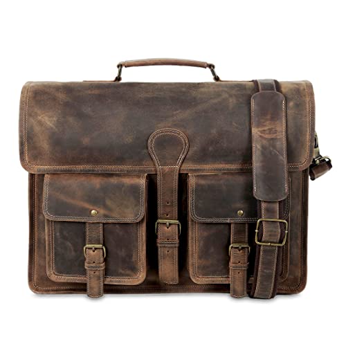 Leather Briefcase 18 Inch Laptop Messenger Bag For Men And Women Best Satchel Office Bag By Kpl #TOP5