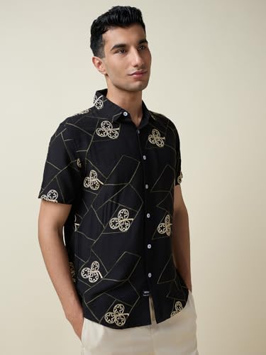 Image of Thomas Scott Men Premium Embroidered Slim Fit Casual Shirt
