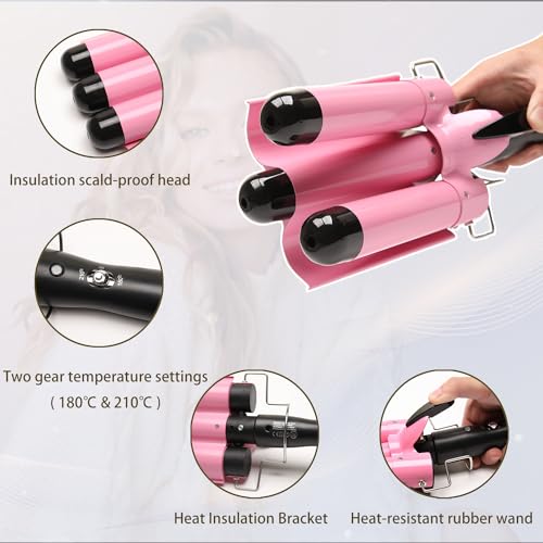 Jumbo 1.25 inch Hair Curling Wand with 3 Barrels for Adjustable Styling