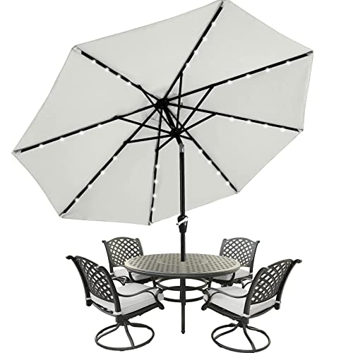 Image of MASTERCANOPY 11ft Patio Umbrella with Solar Lights, Light Gray
