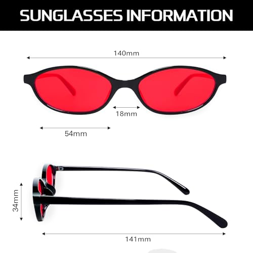 Image of GUVIVI Retro Oval Sunglasses for Women Chic Cat Eye 90s Sunnies Lightweight Narrow Shades Trendy UV protection Sun Glasses
