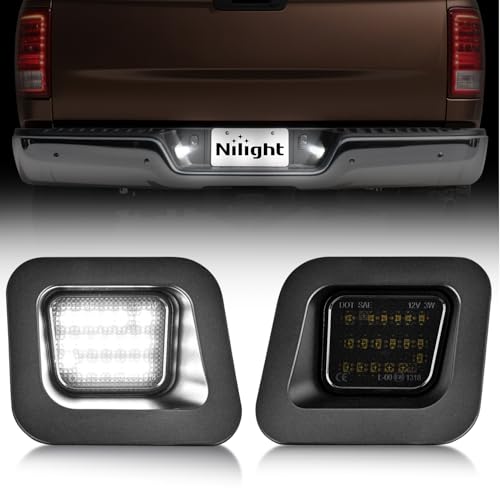 Nilight License Plate Lights Compatible with 2003 2004 2005 2006 2007 2008 2009 2010 2011 2012 2013 2014 2015 2016 2017 2018 Dodge Ram with Smoke Lens Black housing 6000K White 2PCS Pack