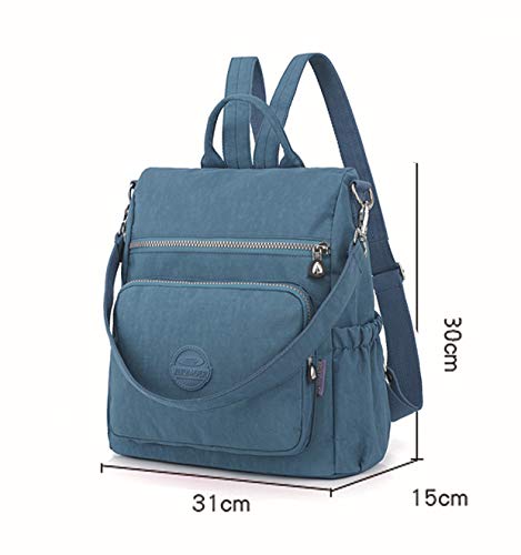 Mochila feminina de náilon, para outono e inverno, casual, multifuncional, antirroubo, impermeável,