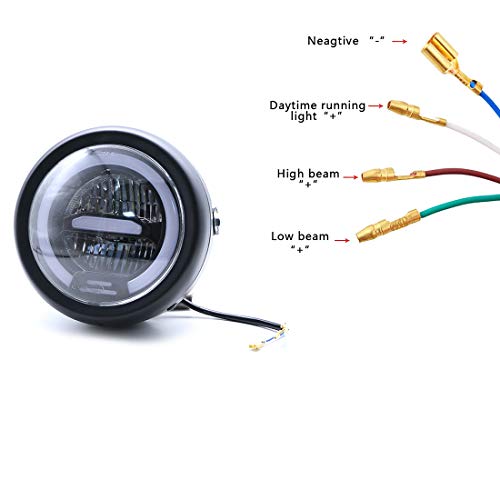 Phare de Moto LED, Distance de Phare Universel de 6,5 pouces avec Support pour Moto Cafe Racer - Lumière Blanche - Image 5