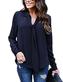 weiße blusen outfit Damen Bluse Langarm V-Ausschnitt Elegant Casual Lose Oberteile