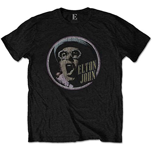 Image of Elton John Circle Official Tee T-Shirt Mens Unisex (Medium) Black