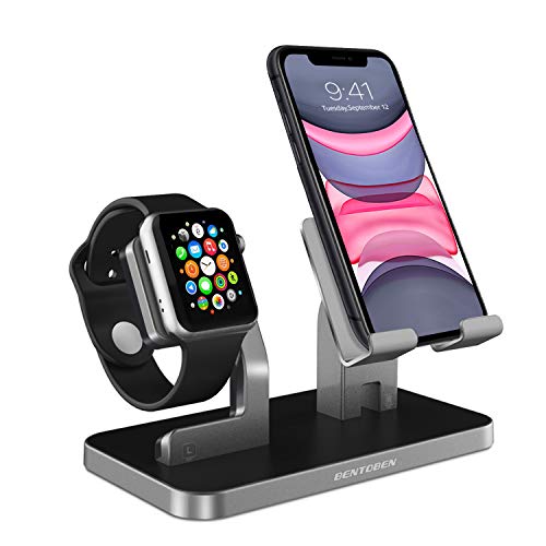 Apple Watch Stand, Cell Phone Stand, iPhone 6 7 8 X Stand, BENTOBEN NightStand Mode iWatch Stand iPhone Dock iPad Mini Charging Station for iWatch Series 3 Series 2 Series 1 38mm 42mm - Space Gray