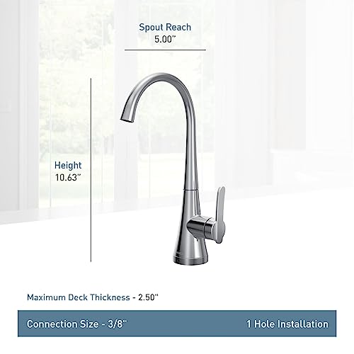 Moen S5535 Sinema One-Handle High Arc Single Mount Beverage Faucet, Optional Water Filtration System Available (Sold Separately), Chrome by Moen - Image 4