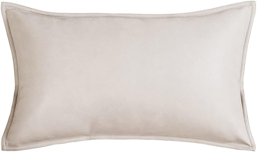 Creative Rectangular Sofa Pillows, Leather Sofa Decorative Plush Cushion Waist Pillow Decorative Throw Pillows with Core (Light Yellow, 30×50CM/11.8"×19.7")