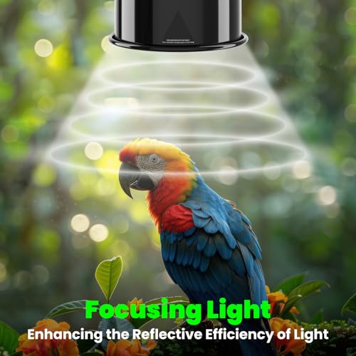 Image of GlowUp Bird Cage Light Fixture Combo Kit, Deep Dome Lampshade with 2.4% UVB Bulb 20W, Bird Light for Captive Birds, Reptiles
