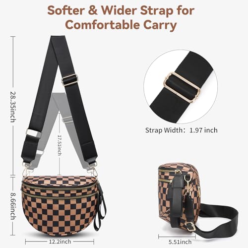 Checkered Crossbody Bag for Women Bum Bag Cross Body Shoulder Purses Bag - image 3