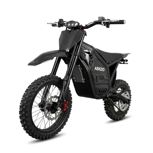wooffee 4000W Peak Electric Dirt Bike for Adults 45 MPH Max Speed 38 Miles Range 48V 23Ah Removable Battery 14 Front/12 Rear Tires Reverse Function with Phone Holder & Disc Lock