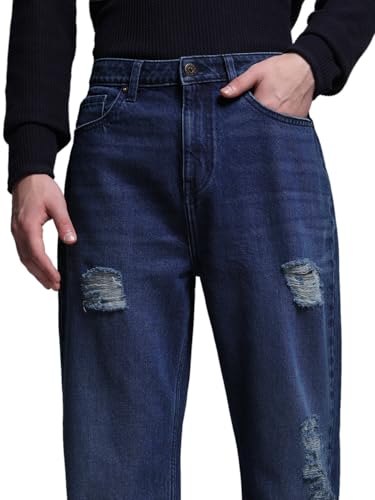 Image of Jack & Jones Men's Loose Fit Low-Rise Mildly Distressed Jeans