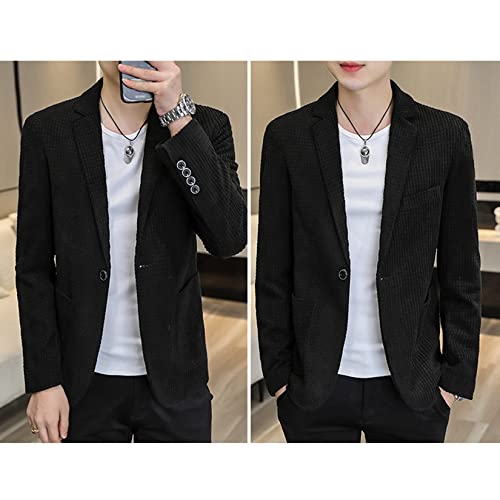 Blazer De Veludo De Veludo Para Homens Com Bolso, Jaqueta Sólida E Alta De Terno, Blazer De