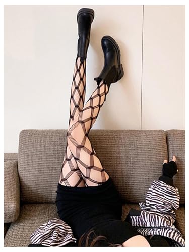 Image of SHENHE Women's Ripped Tights Gothic Punk Hollow Distressed Y2k Tights Stockings Pantyhose