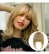 VANANGA French Clip in Bangs, Ash Blonde Long Wispy Bangs Hair Clip with Temple Full Fringe Curta...