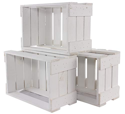 Vintage Möbel 24 GmbH 6X Schicke weiße Weinkiste/Holzkisten als Bereicherung für jeden Wintergarten, zur Aufbewahrung/Dekoration (Weiß, Mini:43x23x19cm)