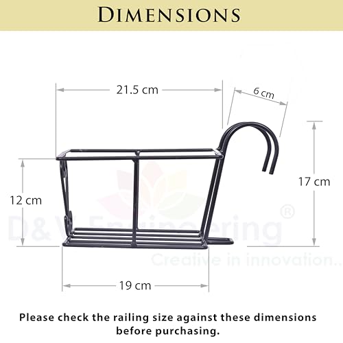 Image of D&V ENGINEERING - Creative in innovation Hanging Flower Pot Holder Railing Potted Plant Stand for Home Balcony Decor - Black,Set Of 4
