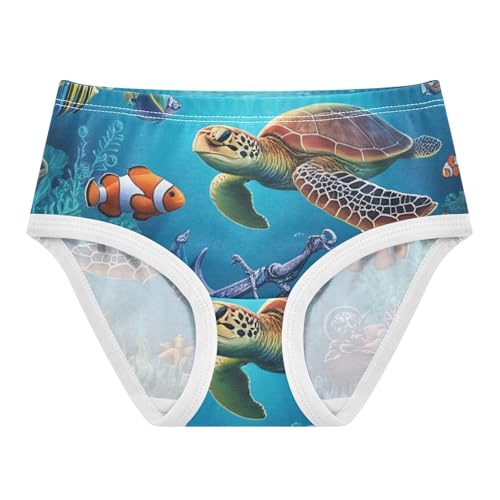Girls Underwear Toddlers 2t Cotton Cute Panties Girl Animals Briefs Underpants Vibrant Underwater Sea Turtle