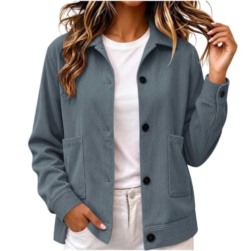 Gumipy Corduroy Jacket Women Button Down Casual Collared Shirt Crop Coats - image 1