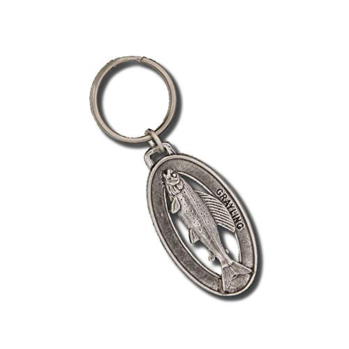 Grayling, Fish Keychain, Pewter F038, 1 3/4”, Artic, Salmonidae, Lapel Pin, Hat, Pins, Brooch, Brooches, Jewelry, Gift, 100% Handmade in the USA, 200 Fish Designs Available.