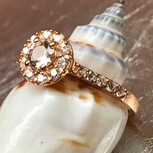 Natural Peach Morganite 14k Rose Gold Over Sterling Silver Engagement Ring Size 5, 6, 7, 8, 9 - Image 4