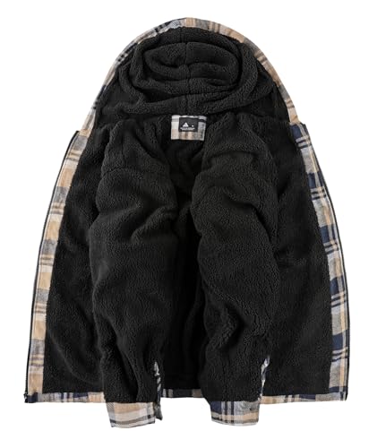 Image of SCODI Men's Flannel Jacket Sherpa Lined Plaid Fleece Hoodies Zip Up Coat | Winter Warm Outwear, Thick Sweatshirt, Outdoor, Ski, Hiking, Sports, Work, Office, Daily Wear, Machine Wash, with 4 Pockets