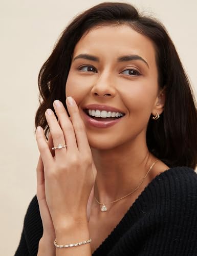 Mameloly 1mm 14K Gold Plated CZ Wedding Bands for Women Dainty Heart Stackable Thin Dot Ring Cubic Zirconia Engagement Rings for Her Size 4-104