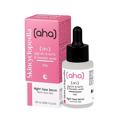 Skincyclopedia AHA Exfoliating Night Serum with 20% Lactic, Glycolic and Mandelic Acid and PHA