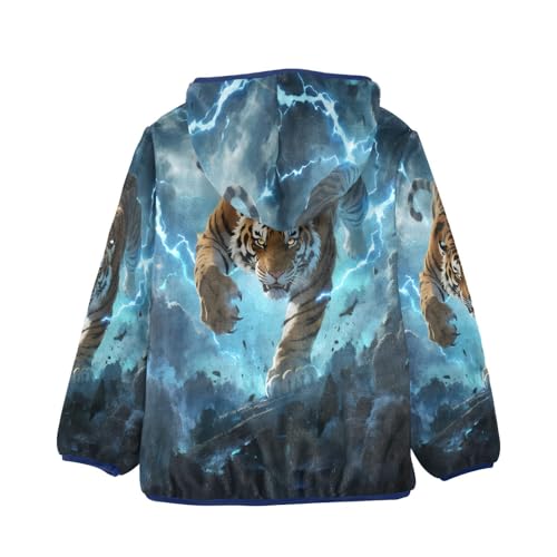 Tiger Through Sky Toddler Fleece Jacket Girl Boys Hooded Fleece Jacket Coat Warm Outwear Zip-up 3-10T2