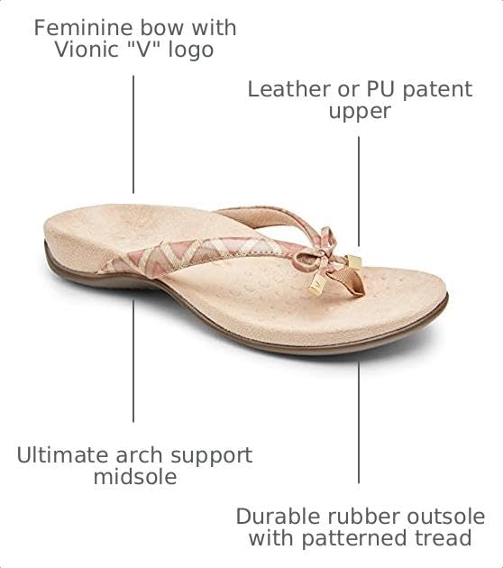 Image of Vionic Women's Rest Bella Toe Post Sandal- Supportive Ladies Orthotic Sandals that include Three Zone Comfort with Arch Support- Flip Flop for Ladies, Medium and Wide Width Size 5-12