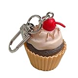 KIFEDSLJ Simulation Food Keychain Croissant Hamburger Sandwich Cupcake Keyring for Handbag Purse Jewelry-cake