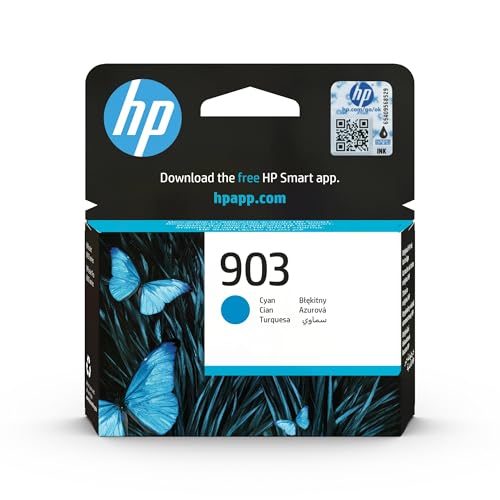 HP 903 T6L87AE, Cian, Cartucho de Tinta Original, compatible con impresoras de inyección de tinta HP OfficeJet 6950, 6951; OfficeJet Pro 6960, 6970
